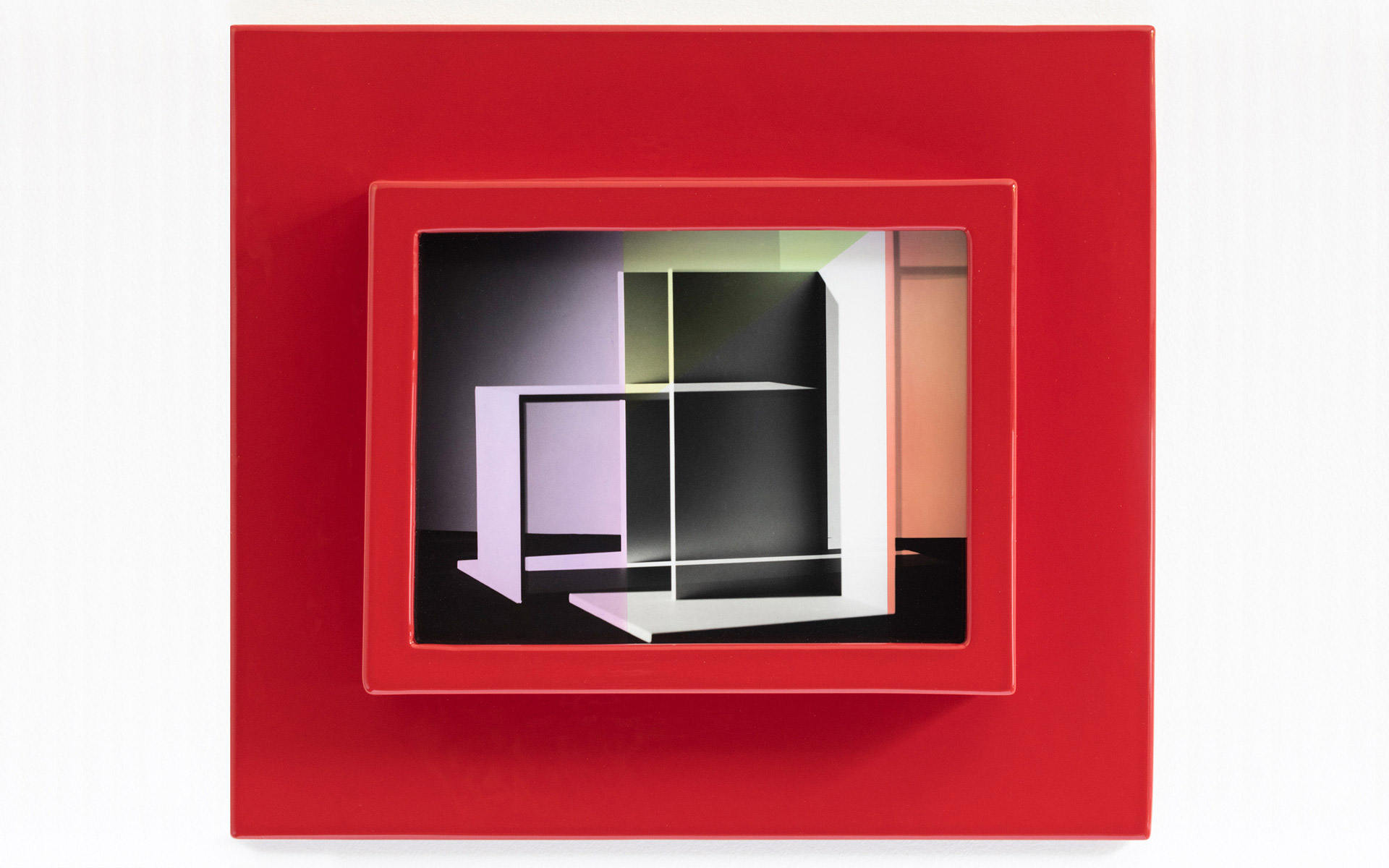 Displacement_10, 2023. Hand-colored silver gelatine print on baryta paper on aluminium, in handmade ceramic frame .