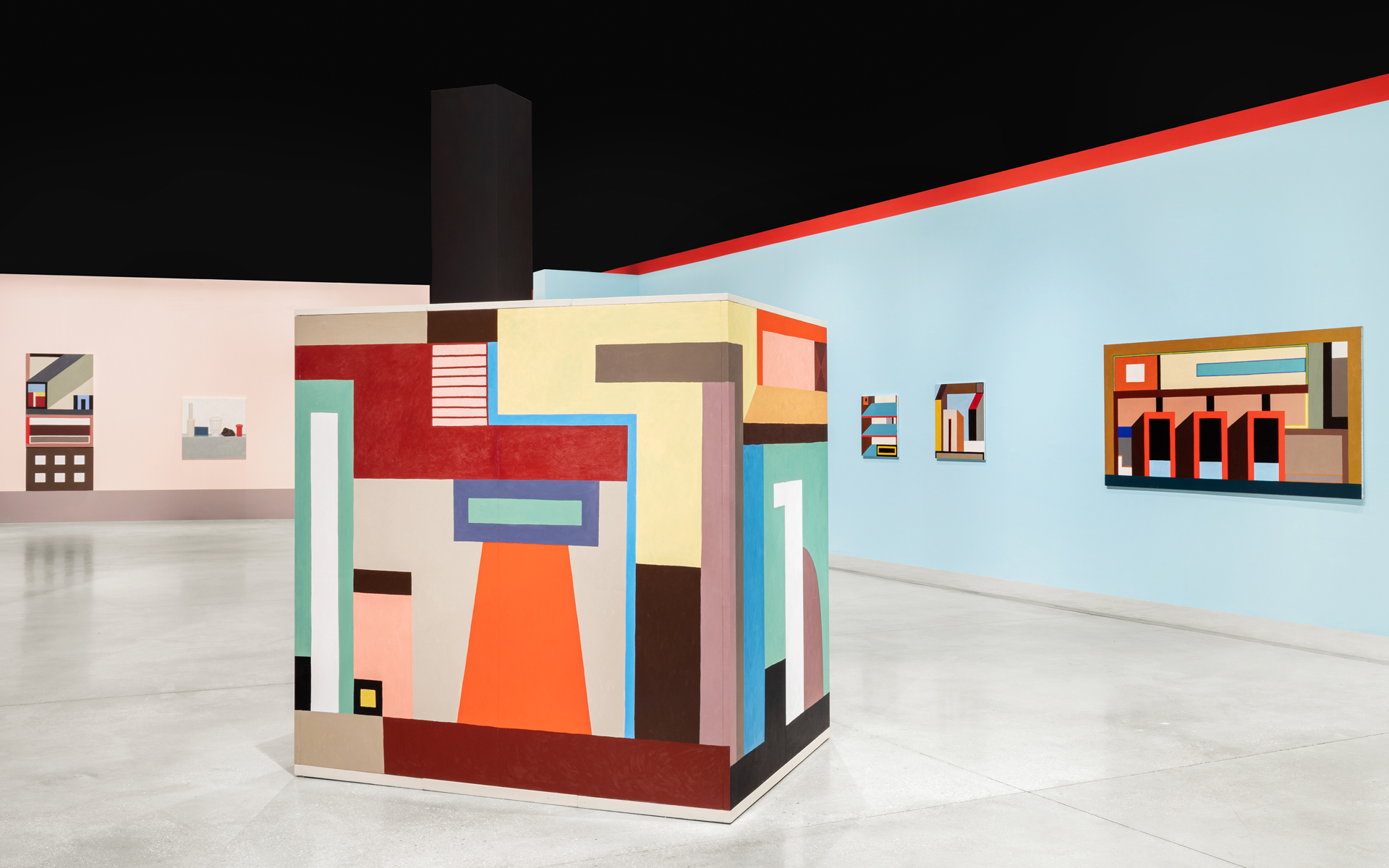 Nathalie Du Pasquier, Campo di Marte. Exhibition view. Mattonelle Margherita, legno dipinto, olio su tela. SOLO/MULTI, Museo per l’Immaginazione Preventiva, MACRO 2021. Courtesy l’artista.