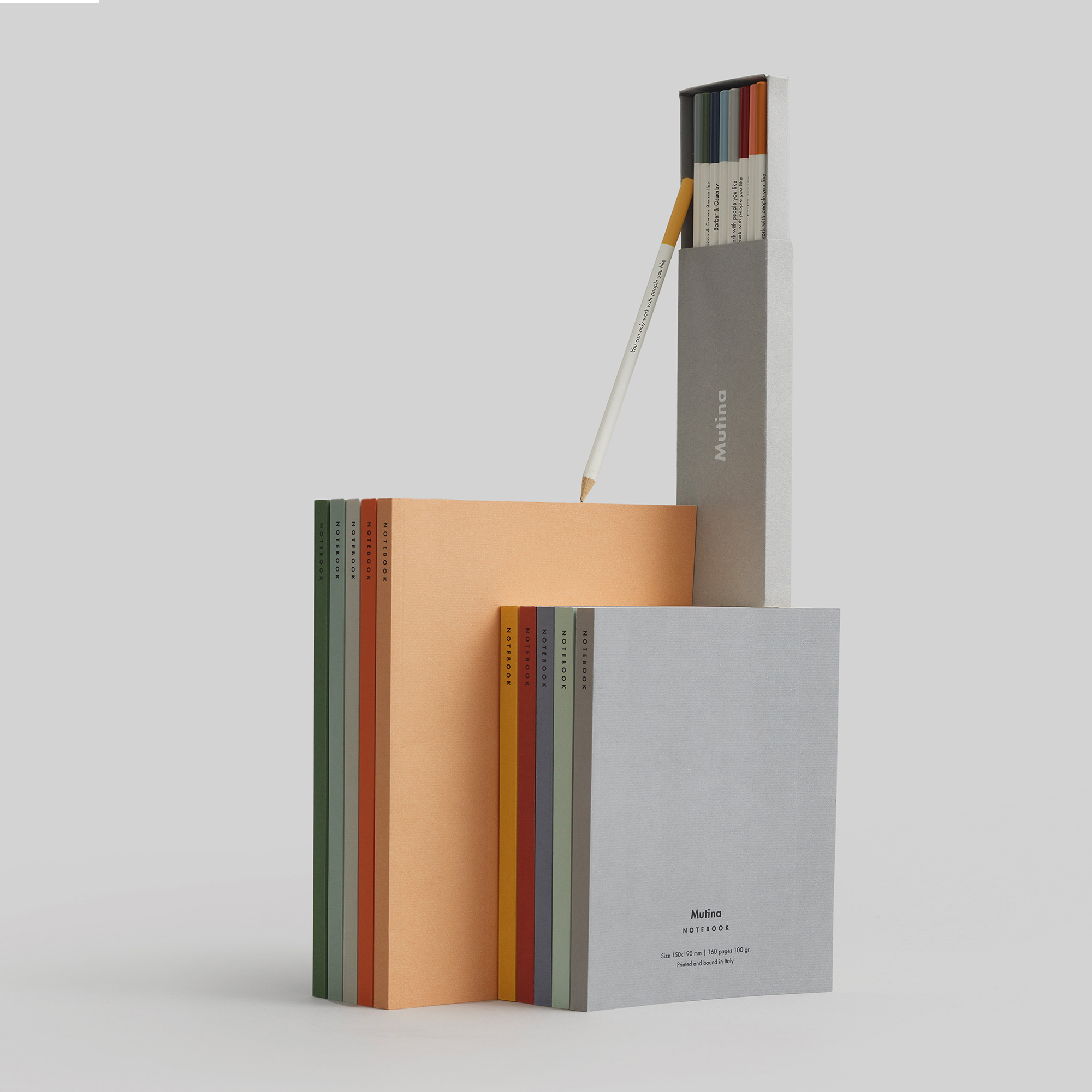 Plain-colored notebooks small and large + pencils | Mutina Online Shop